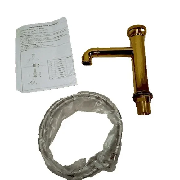 Homary Gold Brass Bathroom Faucet Basin Mixer Tap Hot Cold Water Tap Deck Mount